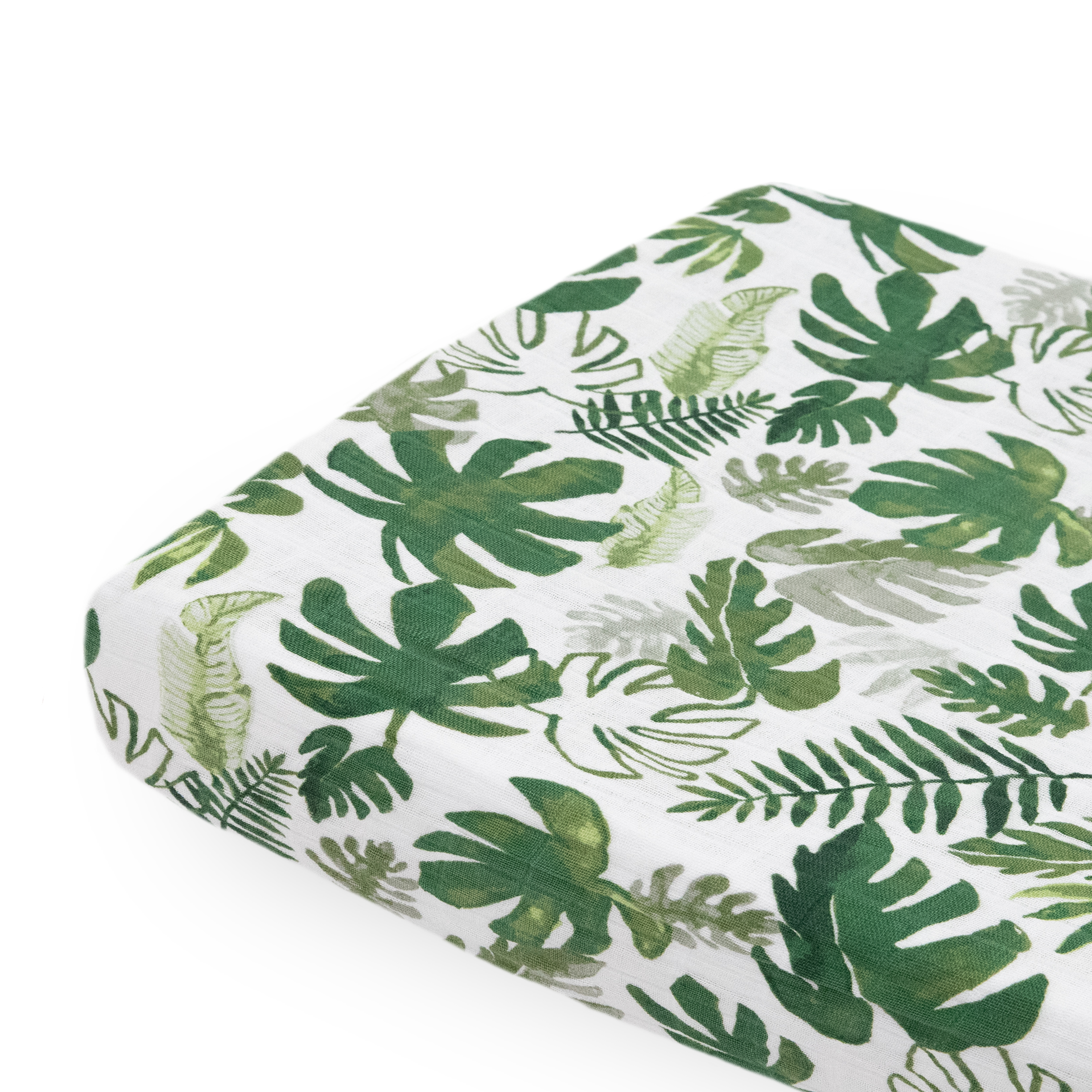 Cotton Muslin Changing Pad Cover - Tropical Leaf