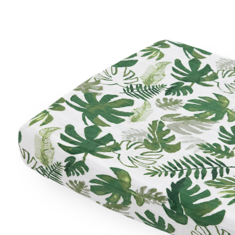 Cotton Muslin Changing Pad Cover Tropical Leaf Little Unicorn USA