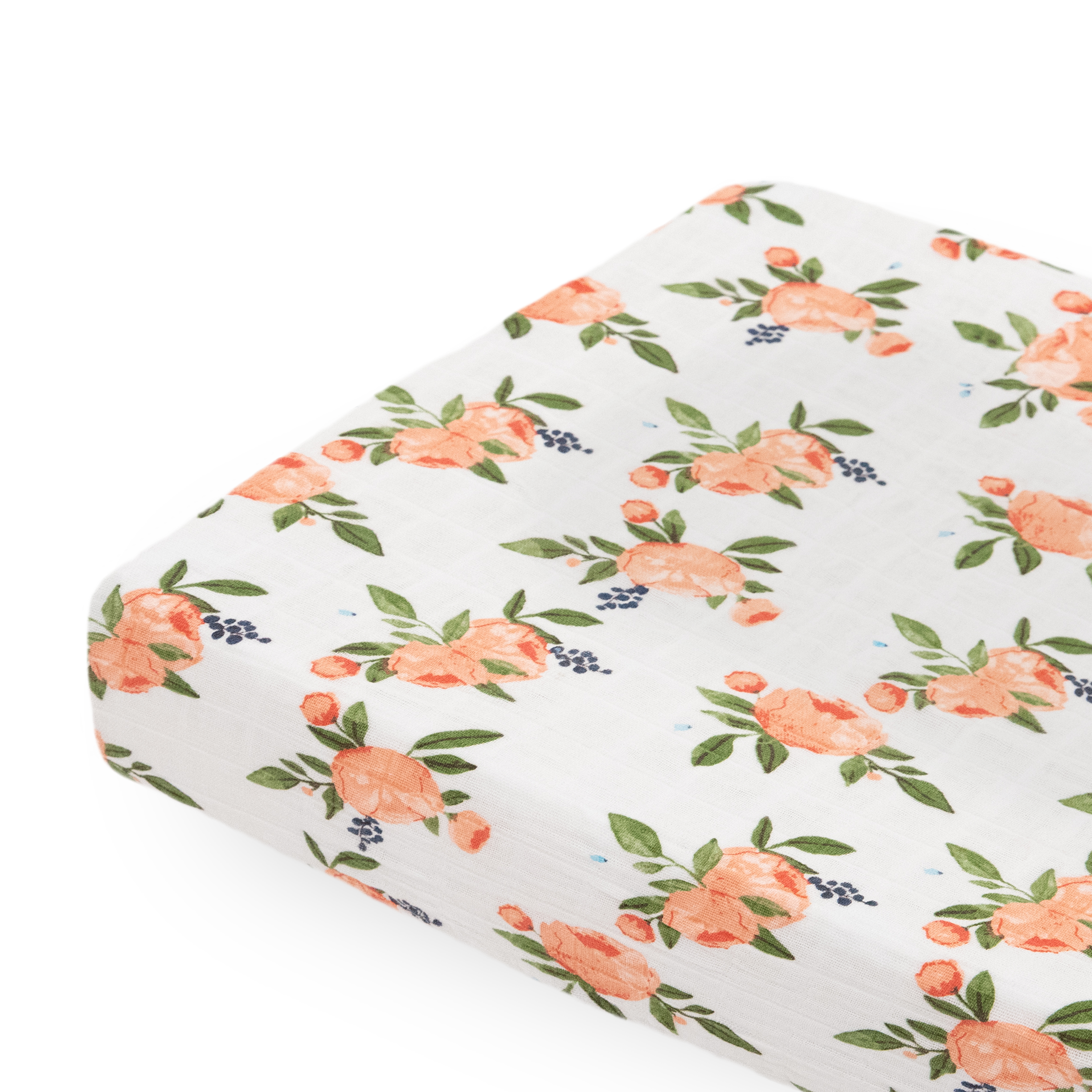 Cotton Muslin Changing Pad Cover - Watercolor Roses