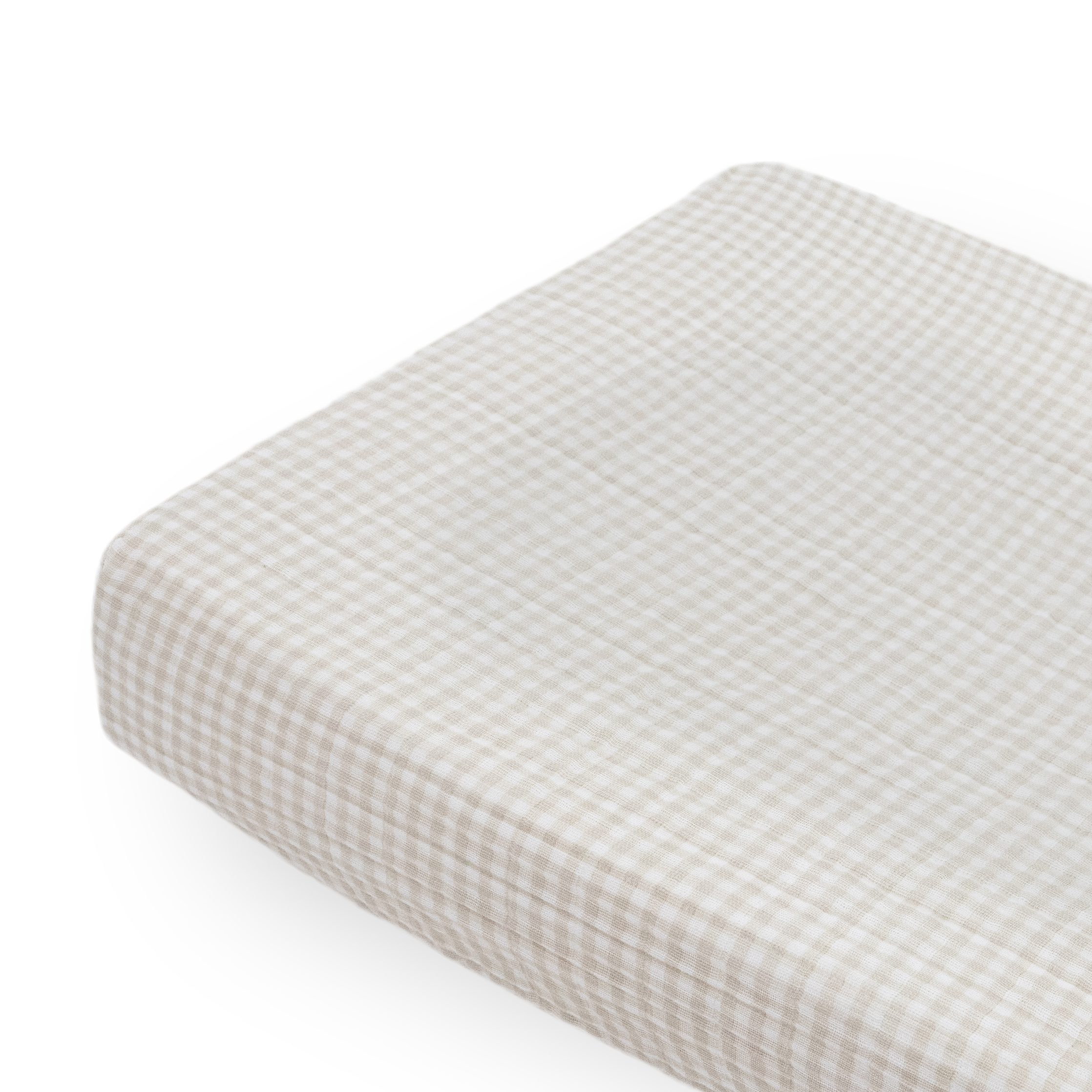 Cotton Muslin Changing Pad Cover - Tan Gingham