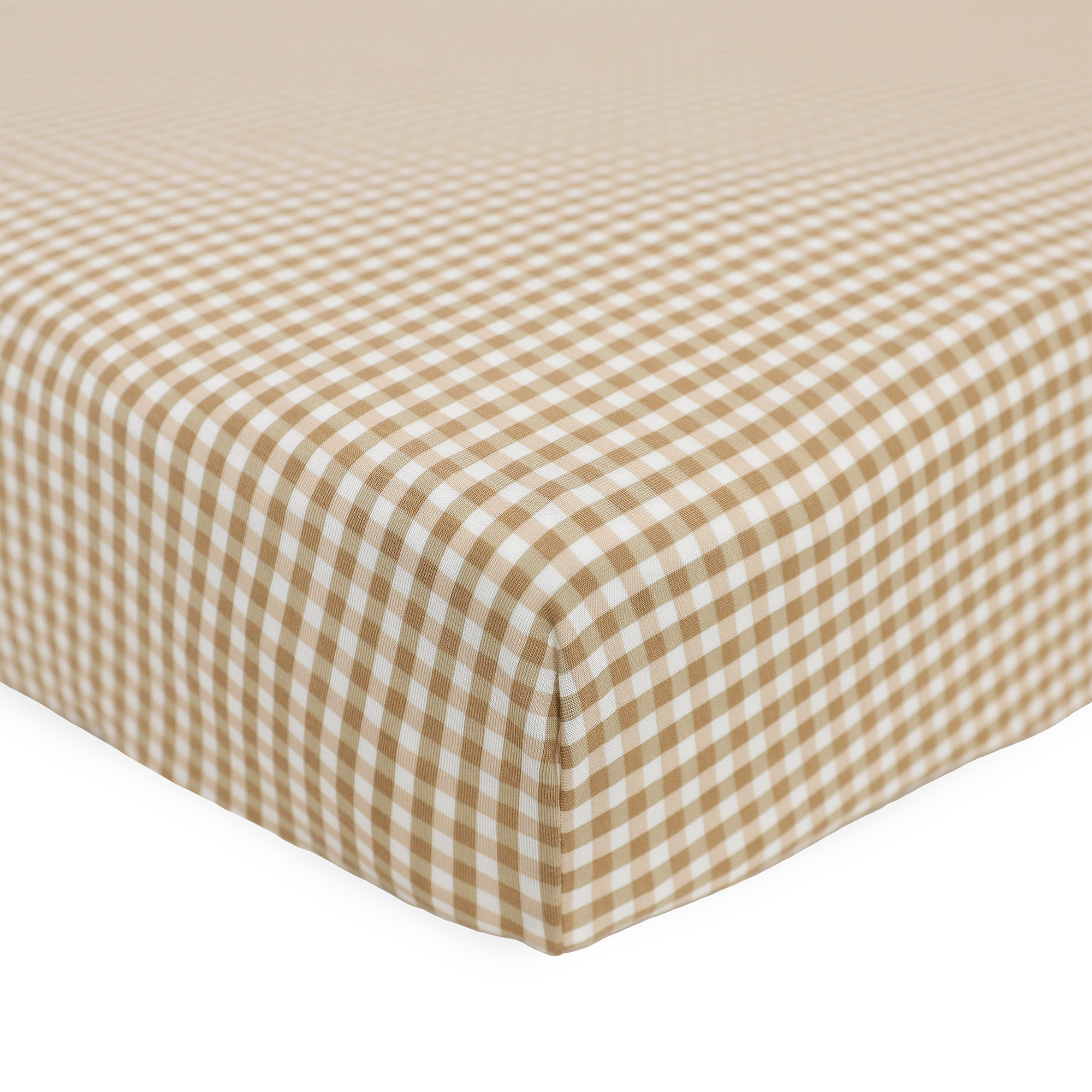 Stretch Knit Crib Sheet - Cinnamon Gingham