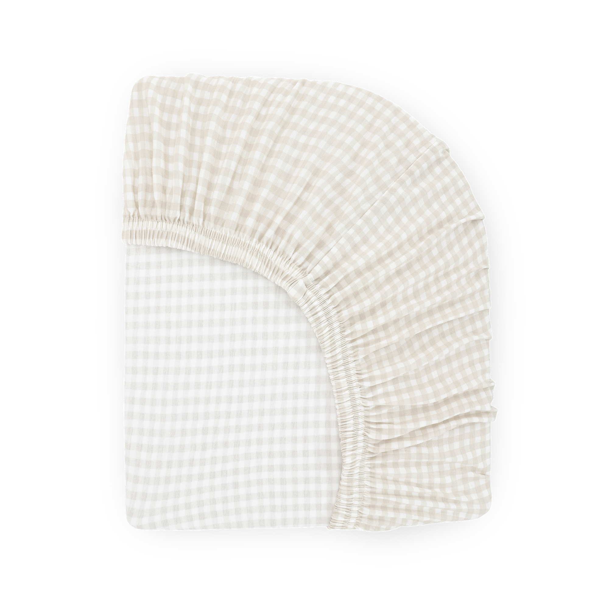 Stretch Knit Mini Crib Sheet - Tan Gingham