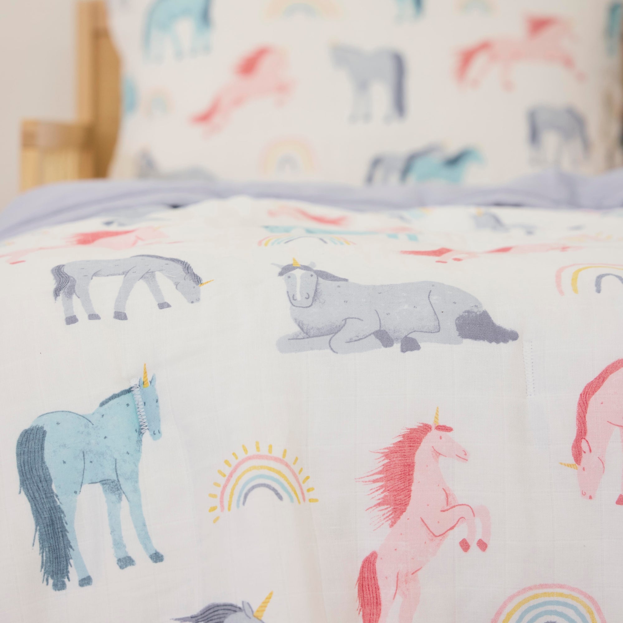 Cotton Muslin Toddler Bedding 3 Piece Set - Unicorns