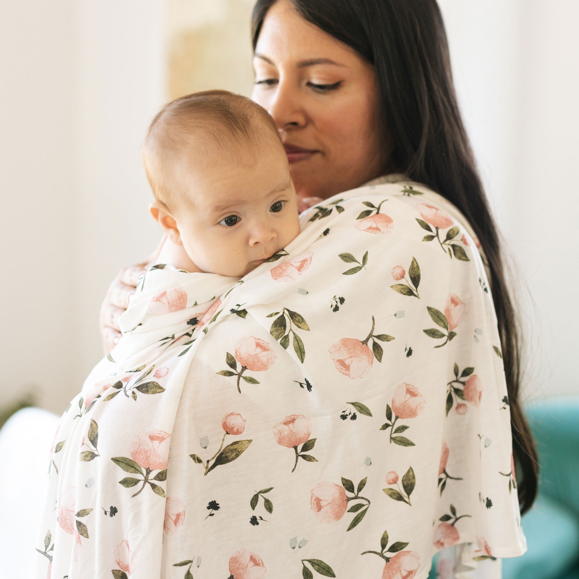 Stretch Knit Swaddle Blanket 2 Pack - Watercolor Rose