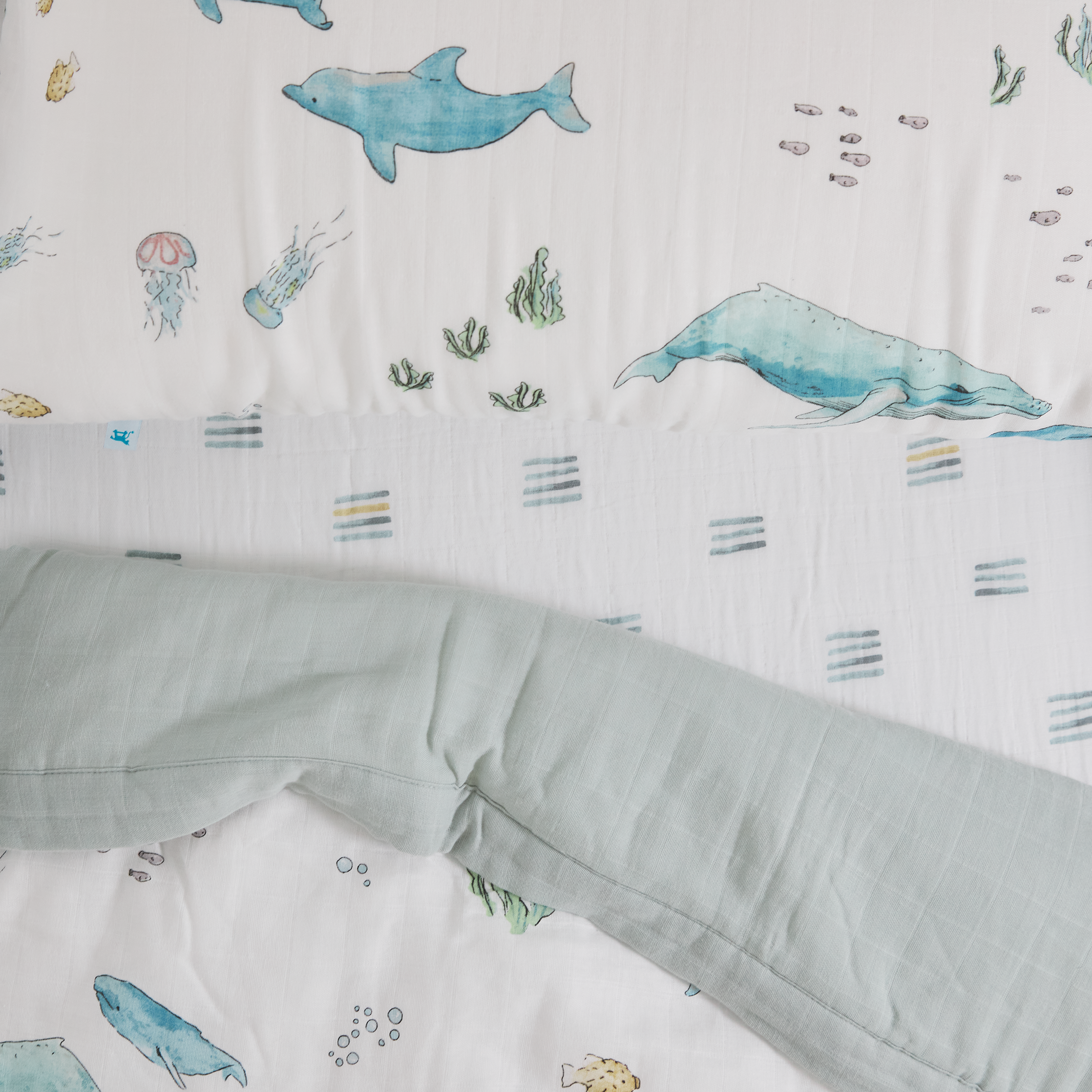 Cotton Muslin Toddler Bedding 3 Piece Set - Whales
