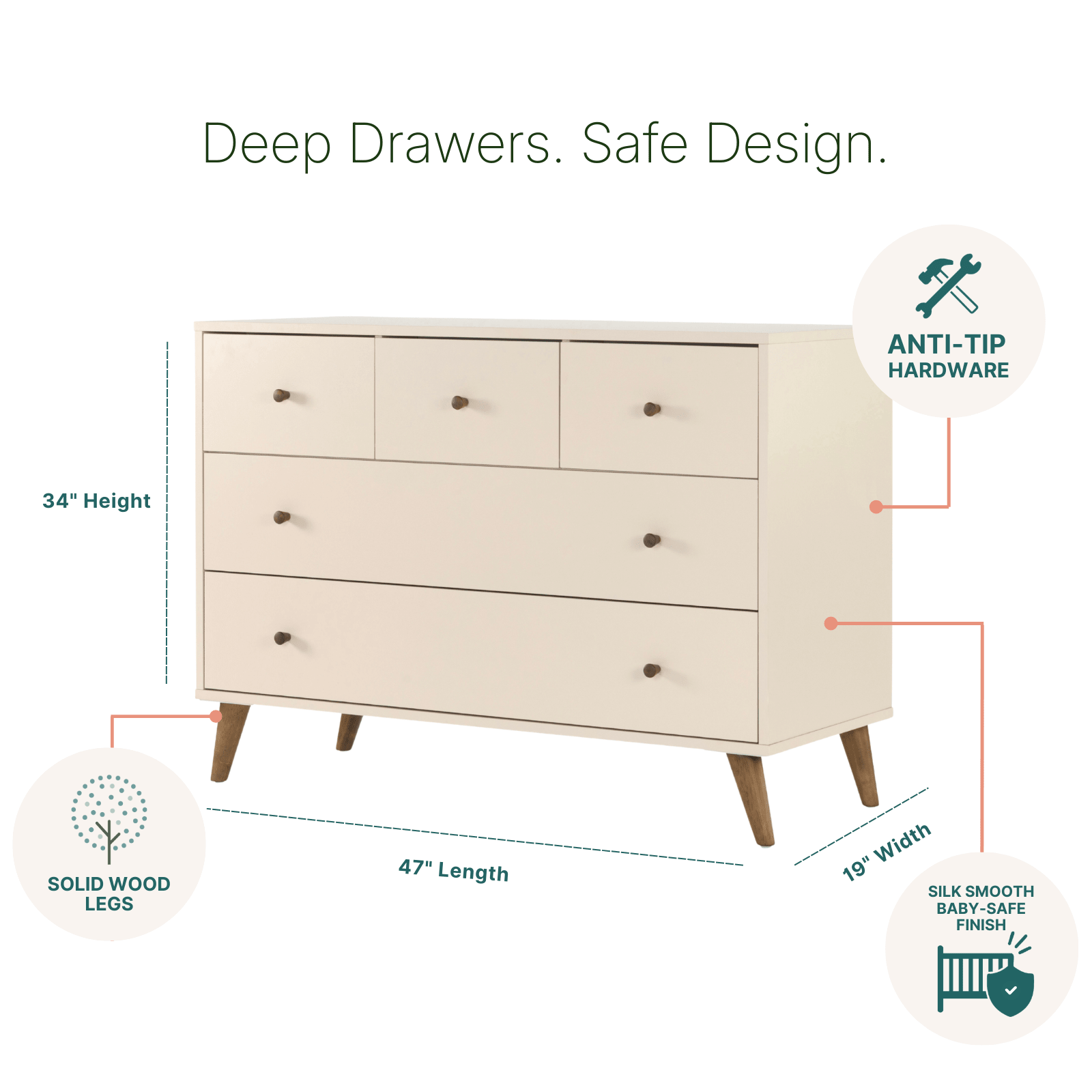 dadada Baby Austin 5-Drawer Nursery Dresser