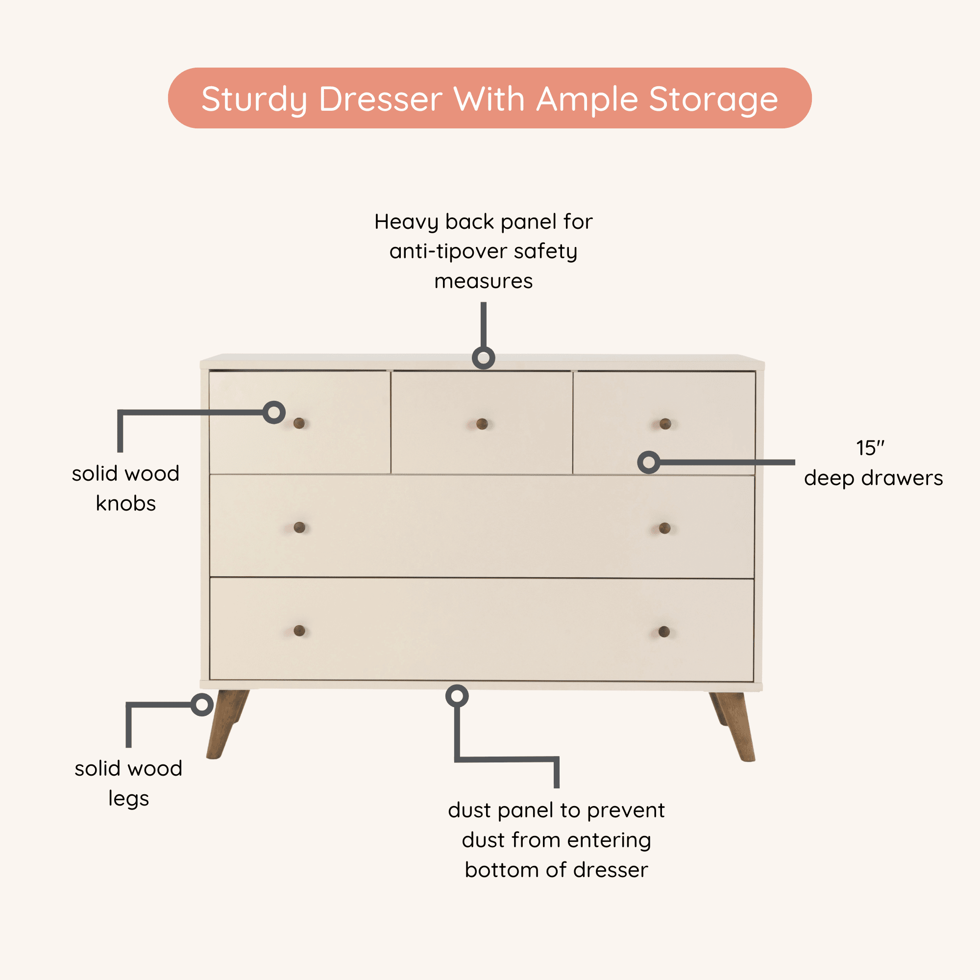 dadada Baby Austin 5-Drawer Nursery Dresser