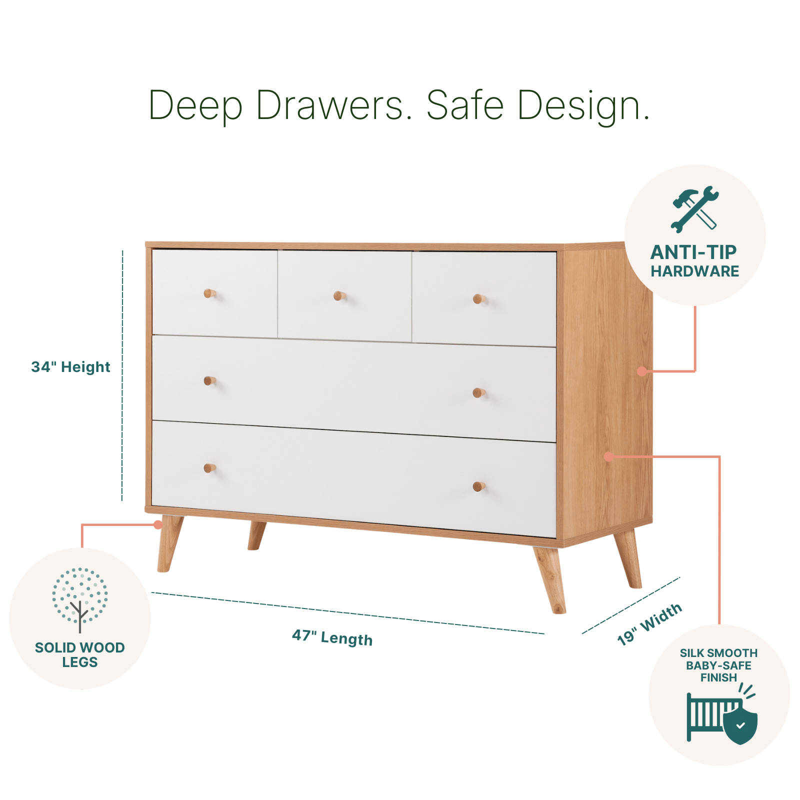 dadada Baby Austin 5-Drawer Nursery Dresser