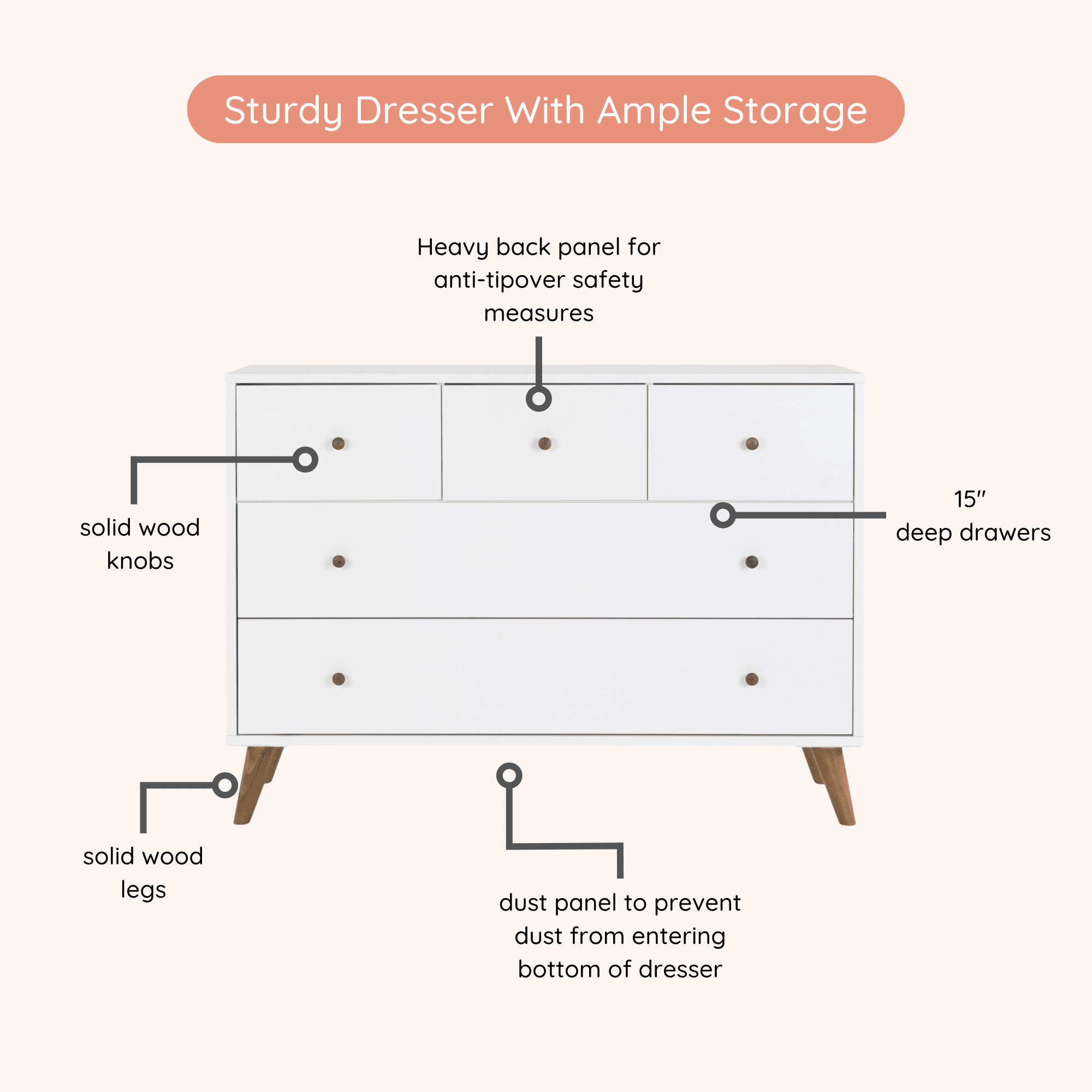 dadada Baby Austin 5-Drawer Nursery Dresser
