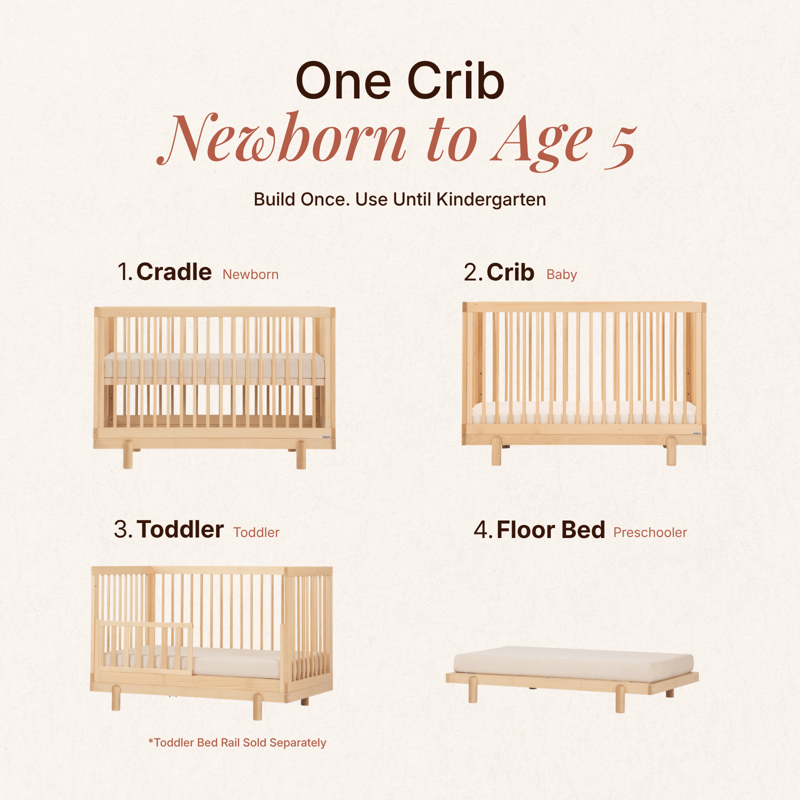 dadada Baby Bliss 4-in-1 Convertible Crib