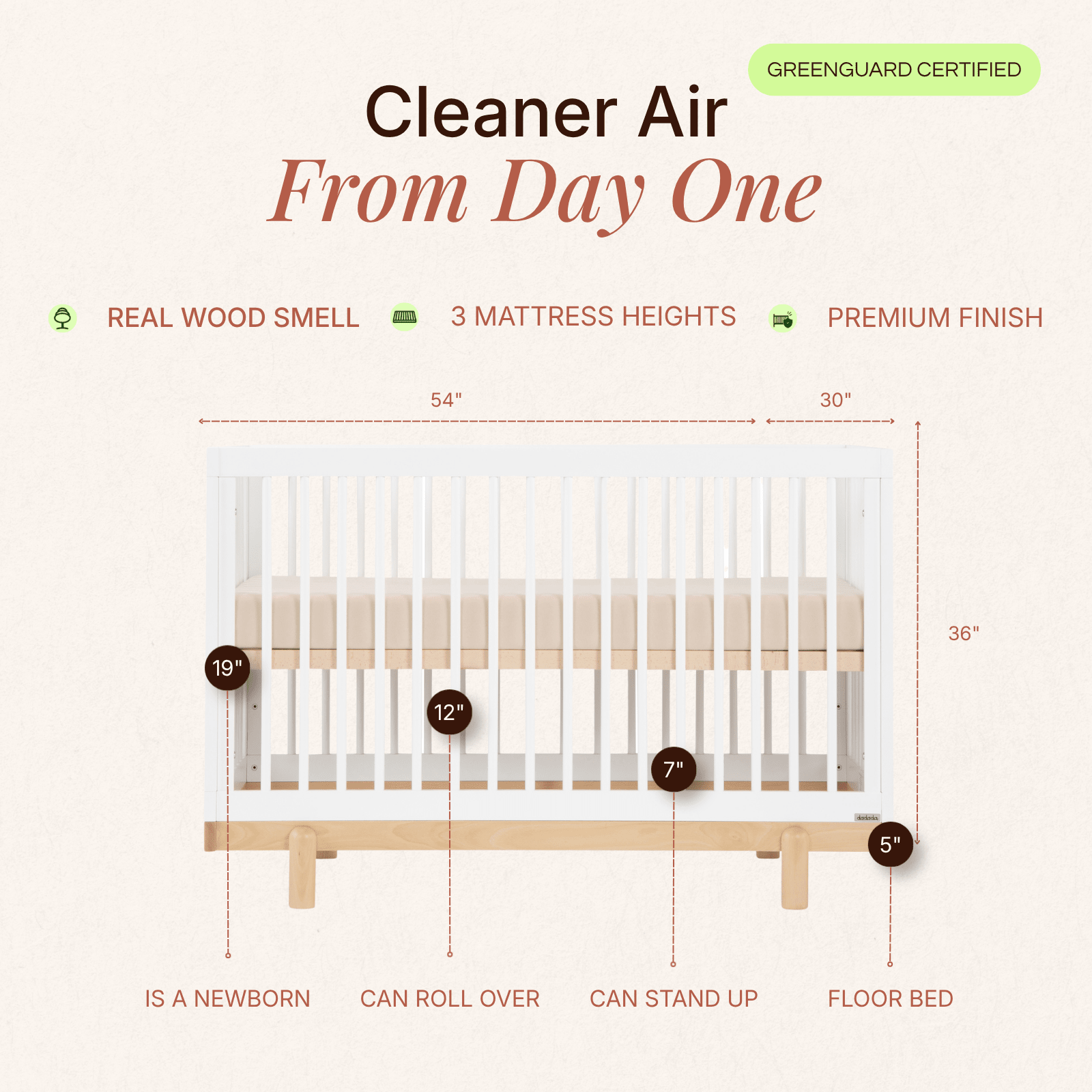 dadada Baby Bliss 4-in-1 Convertible Crib