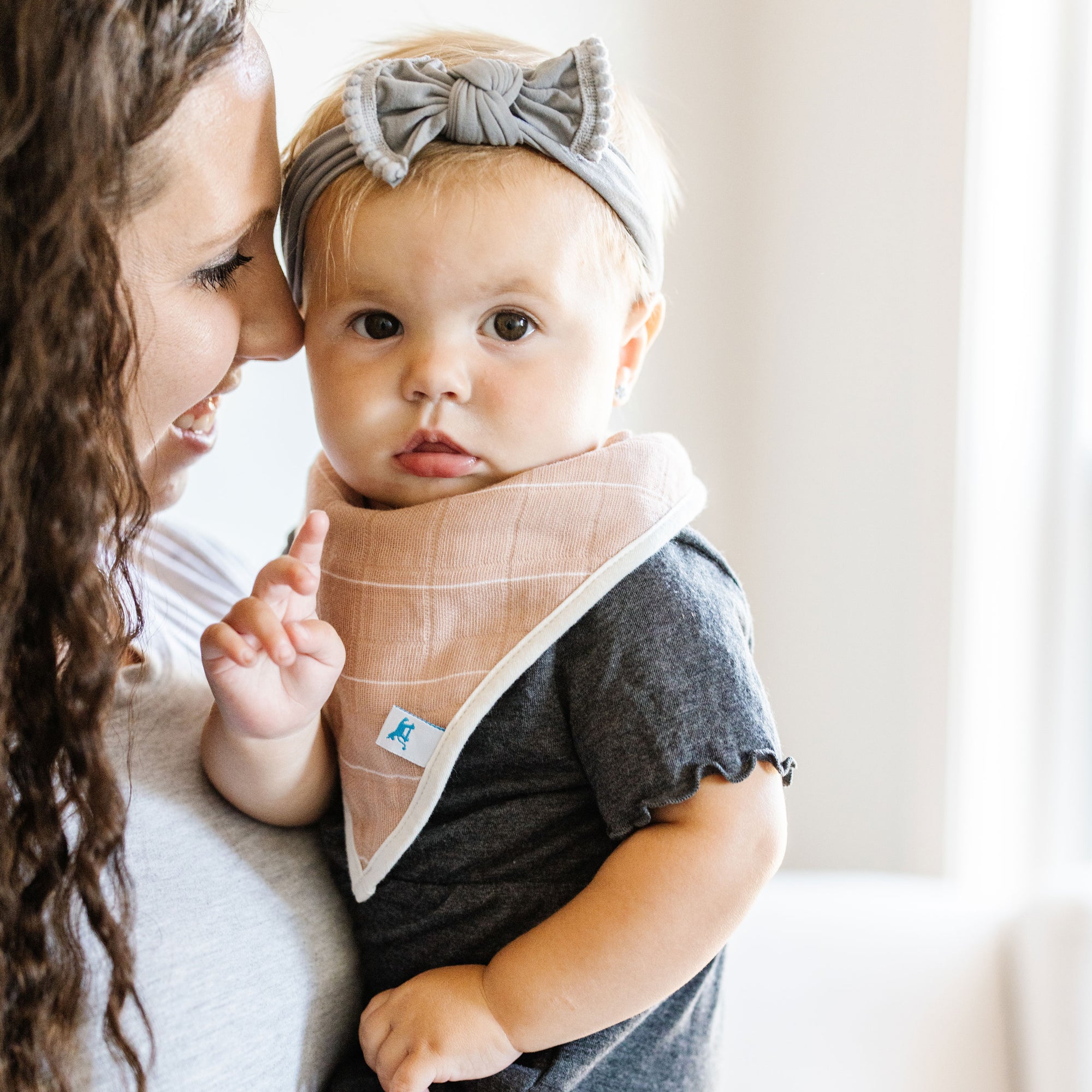 Cotton Muslin + Fleece Bandana Bib 4 Pack - Mauve Stripe