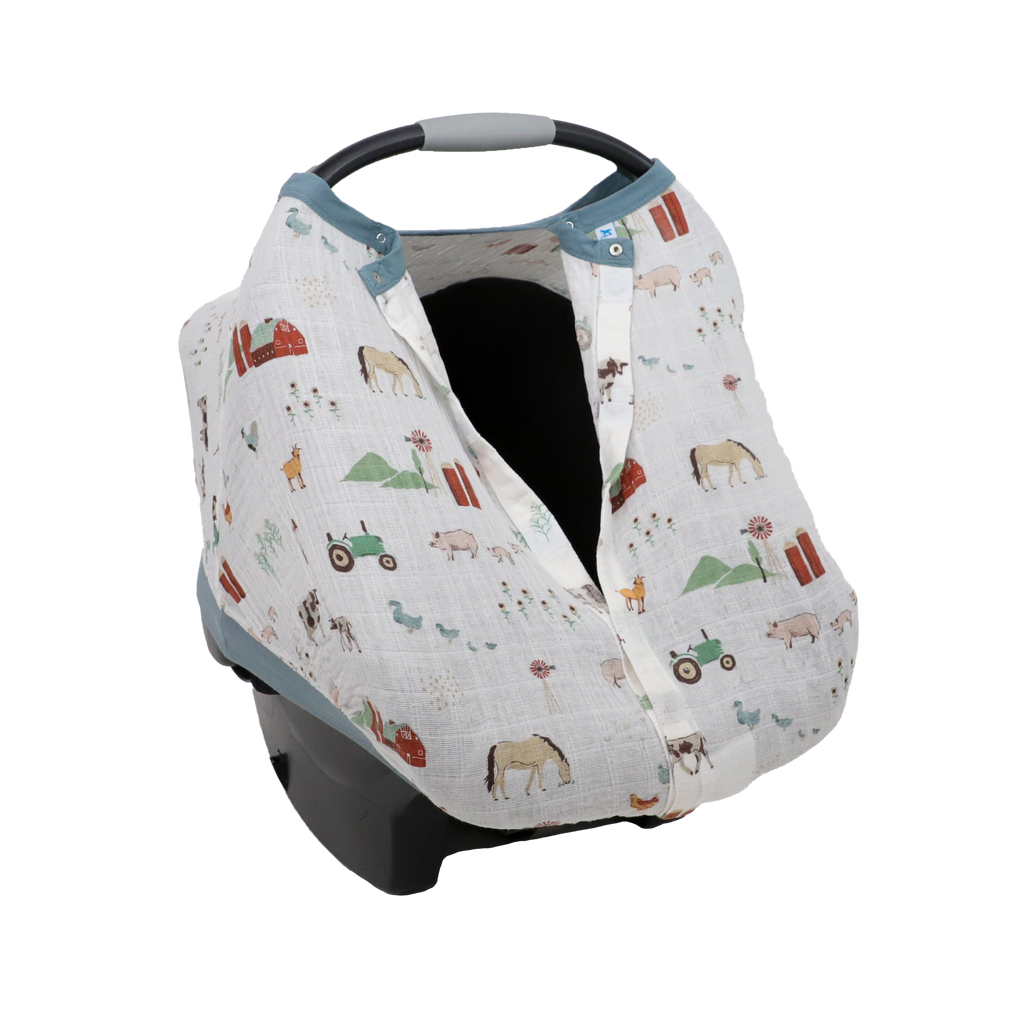 Cotton Muslin Car Seat Canopy Farmyard Little Unicorn USA