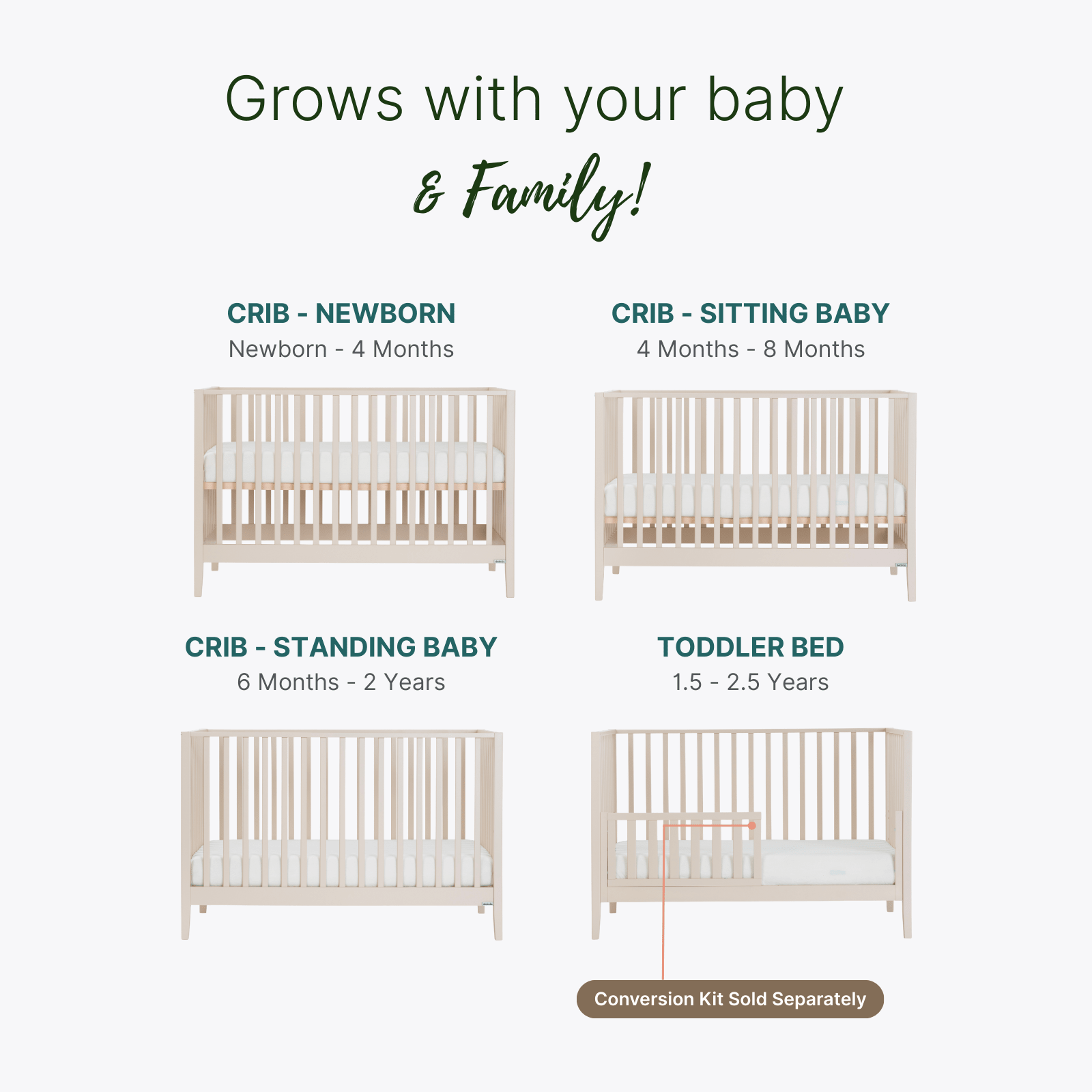 dadada Baby LaLa 3-in-1 Convertible Crib