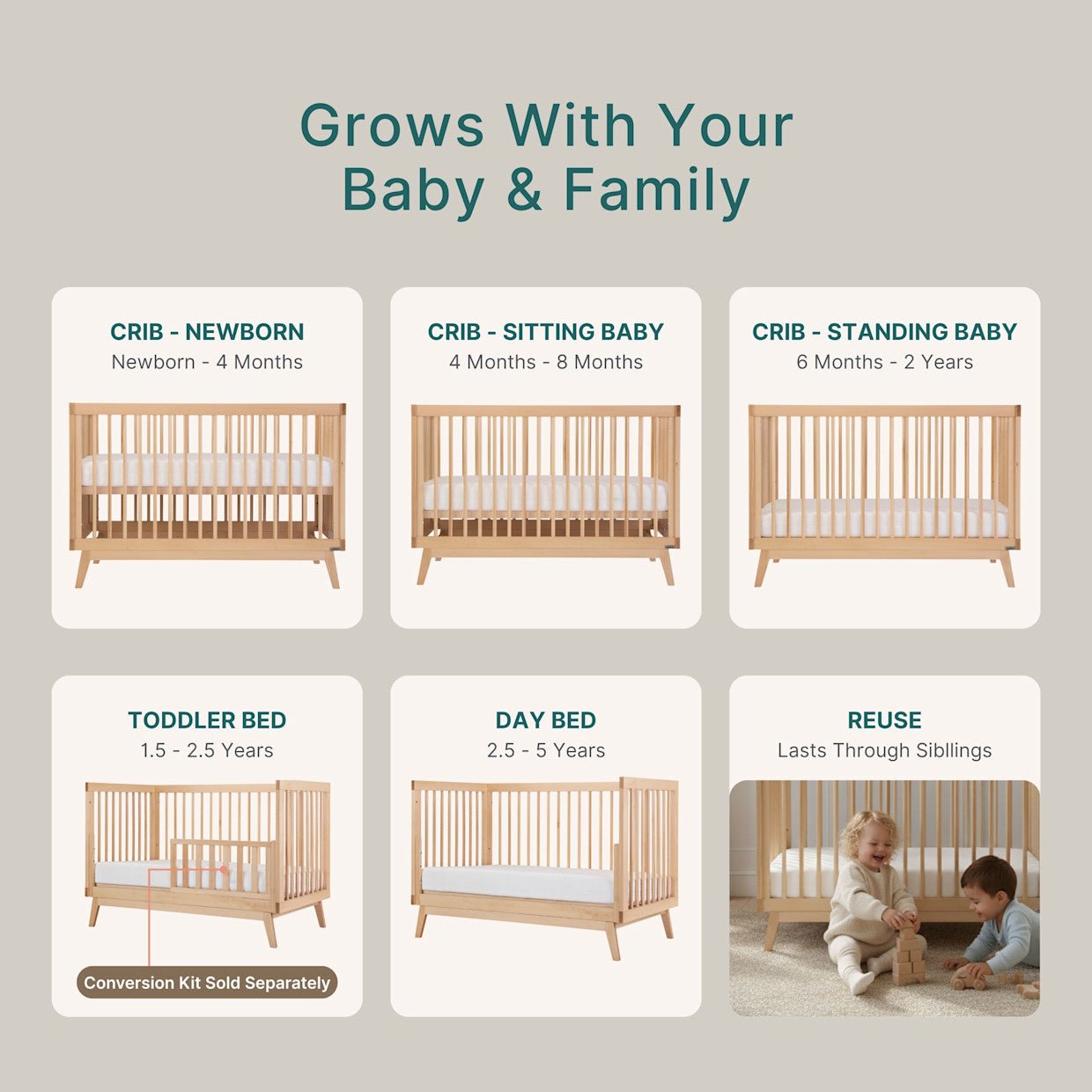 dadada Baby Soho 3-in-1 Convertible Crib | Multi-Stage Crib