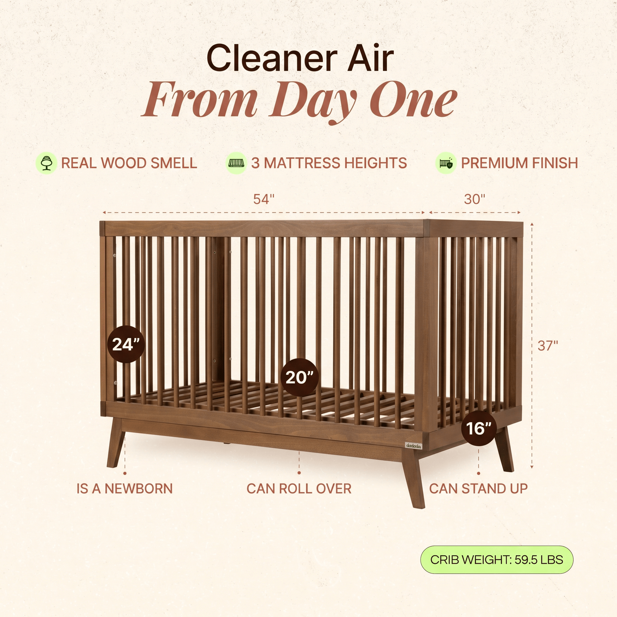 dadada Baby Soho 3-in-1 Convertible Crib