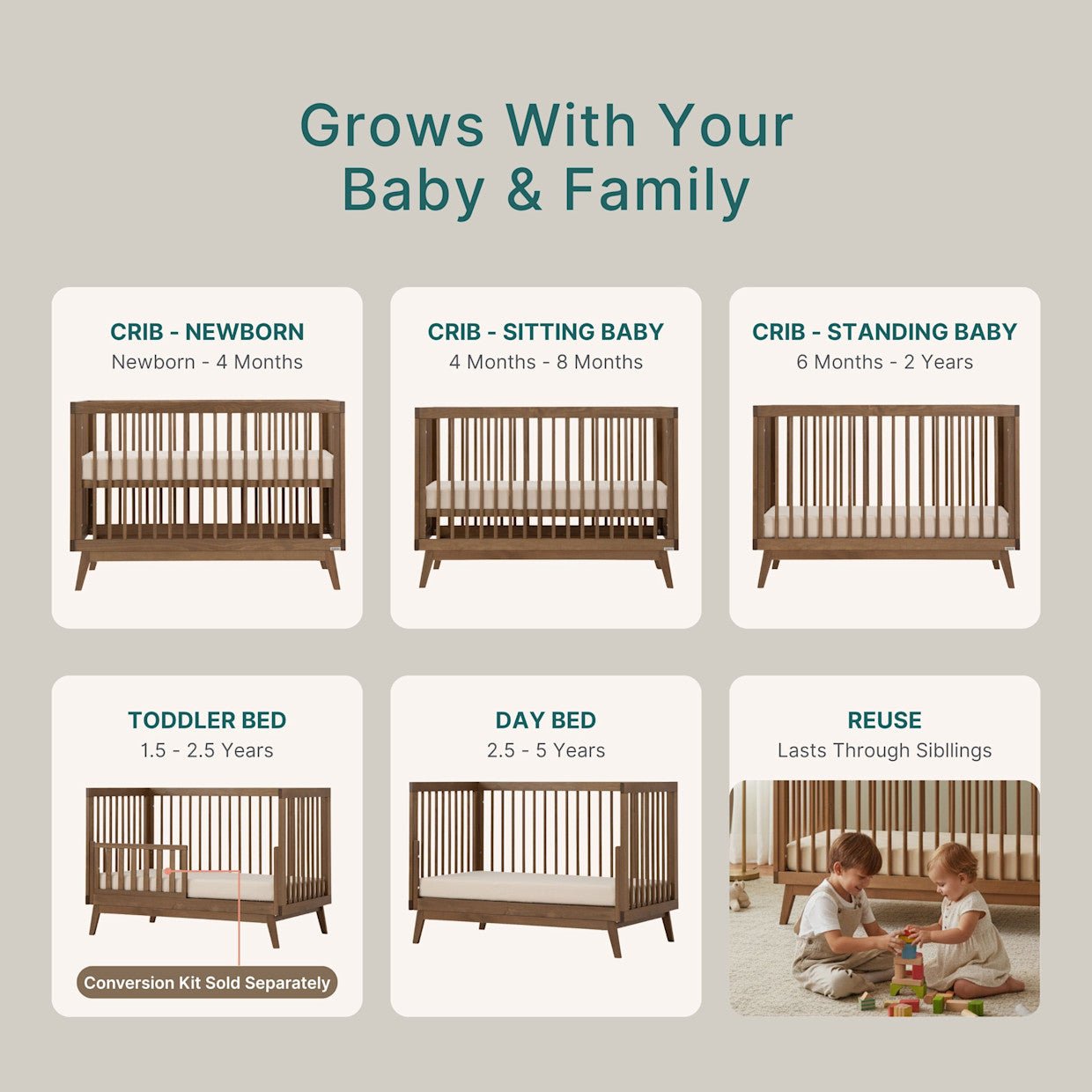 dadada Baby Soho 3-in-1 Convertible Crib