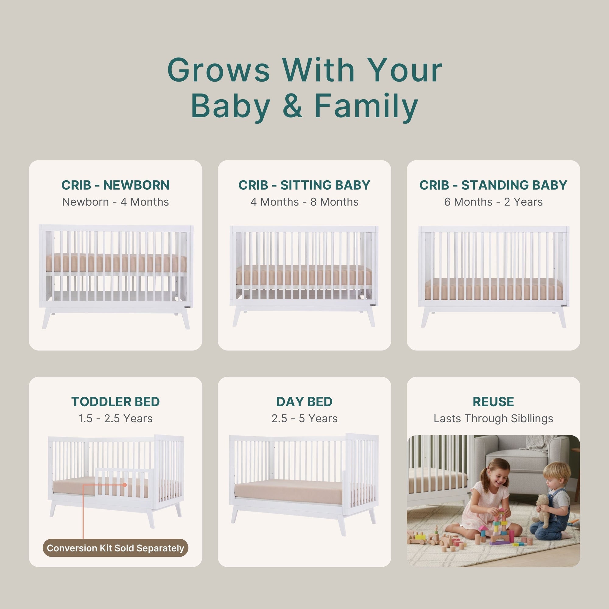 dadada Baby Soho 3-in-1 Convertible Crib