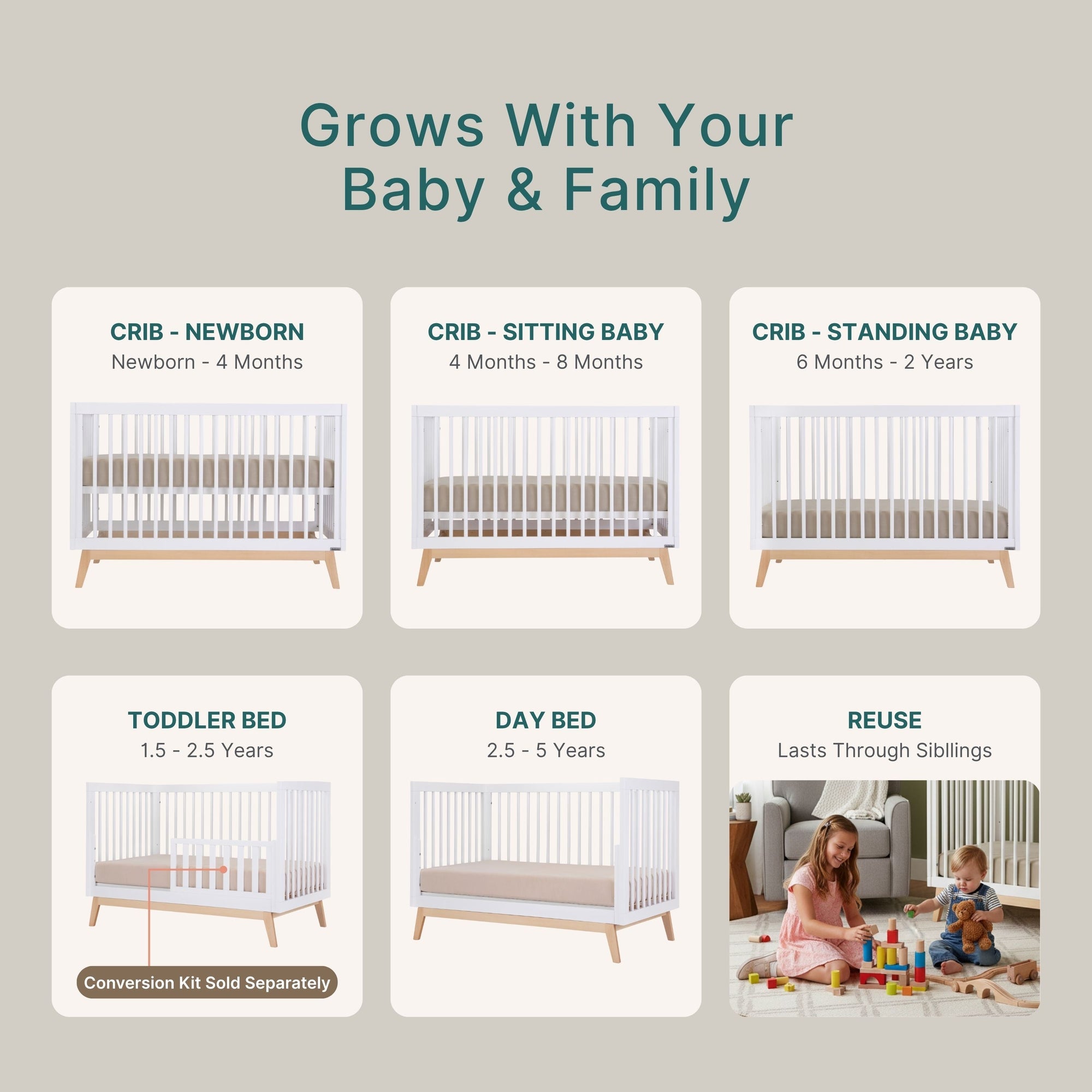 dadada Baby Soho 3-in-1 Convertible Crib