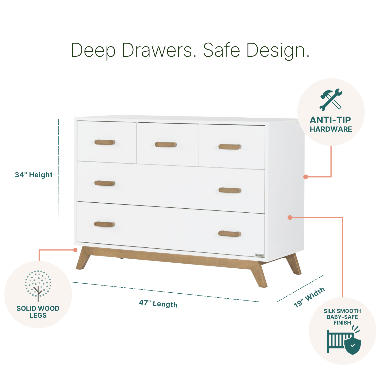 dadada Baby Soho 5-Drawer Nursery Dresser