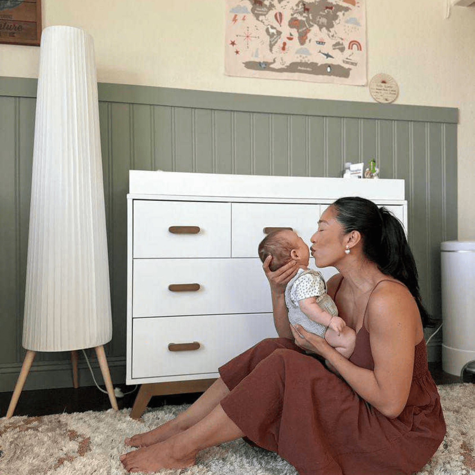 modern white nursery dresser Wood Nursery Baby Dresser,White Bedroom Dresser with 5 Drawers,38"H
