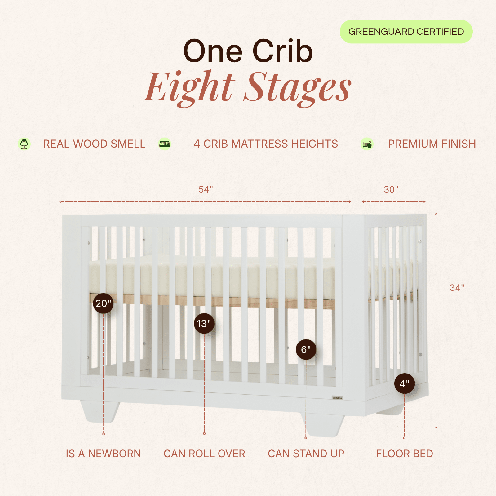 dadada Baby Spirit 8-in-1 Convertible Crib