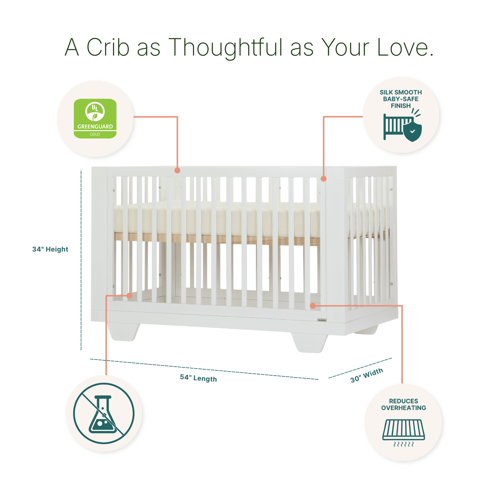 dadada Baby Spirit 8-in-1 Convertible Crib