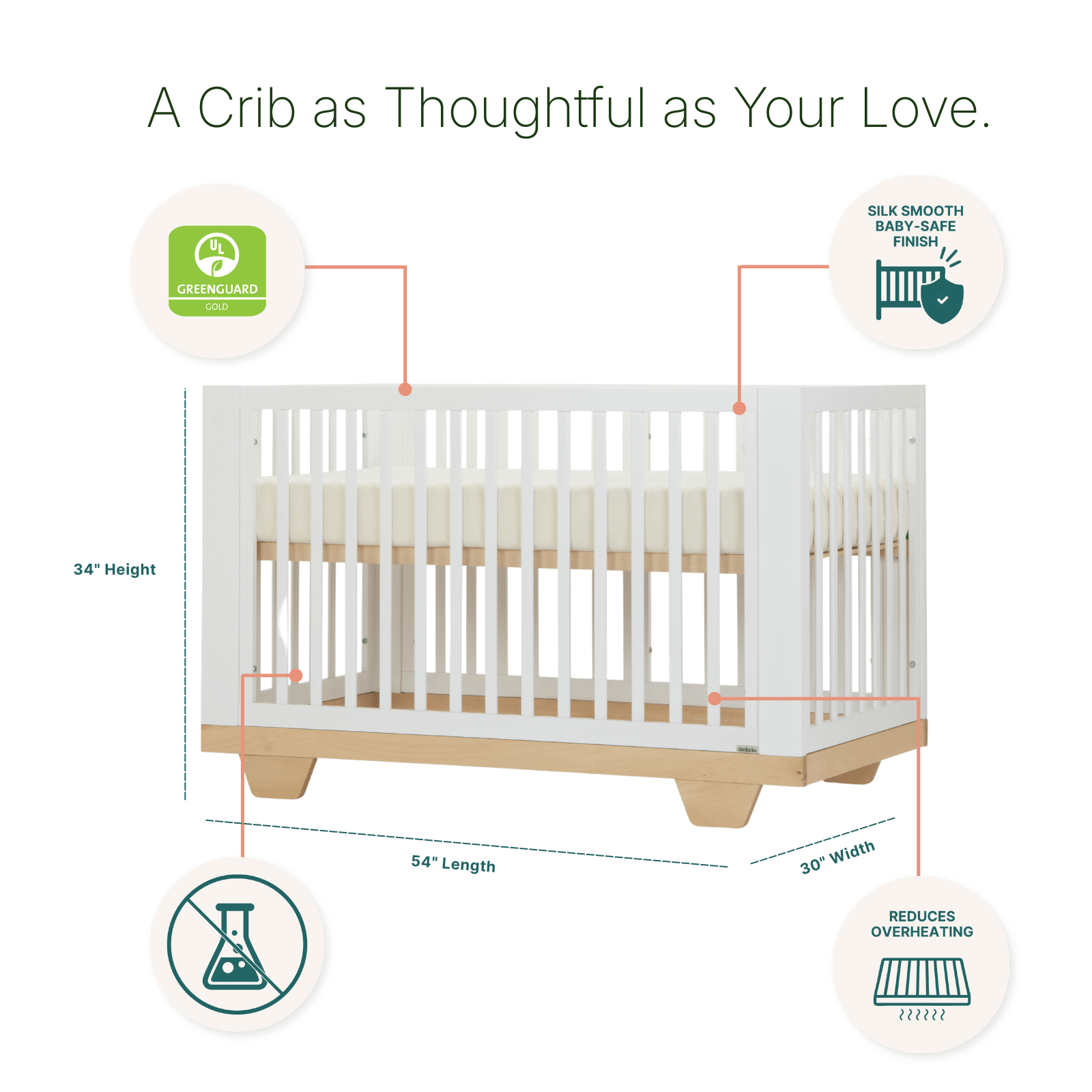 dadada Baby Spirit 8-in-1 Convertible Crib