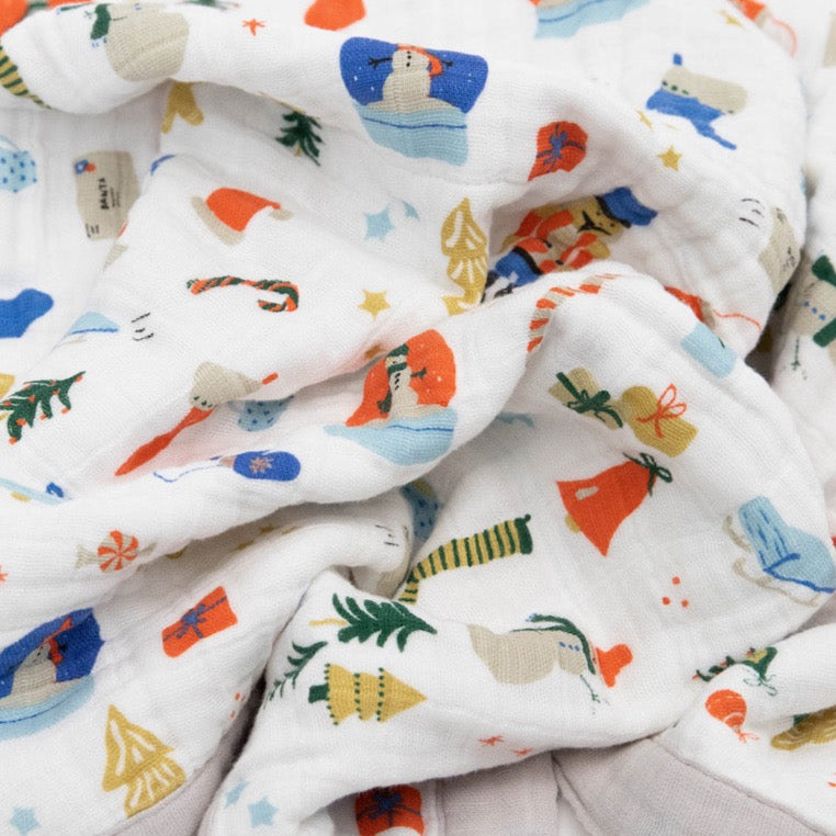 Cotton Muslin Baby Quilt - Christmas Time