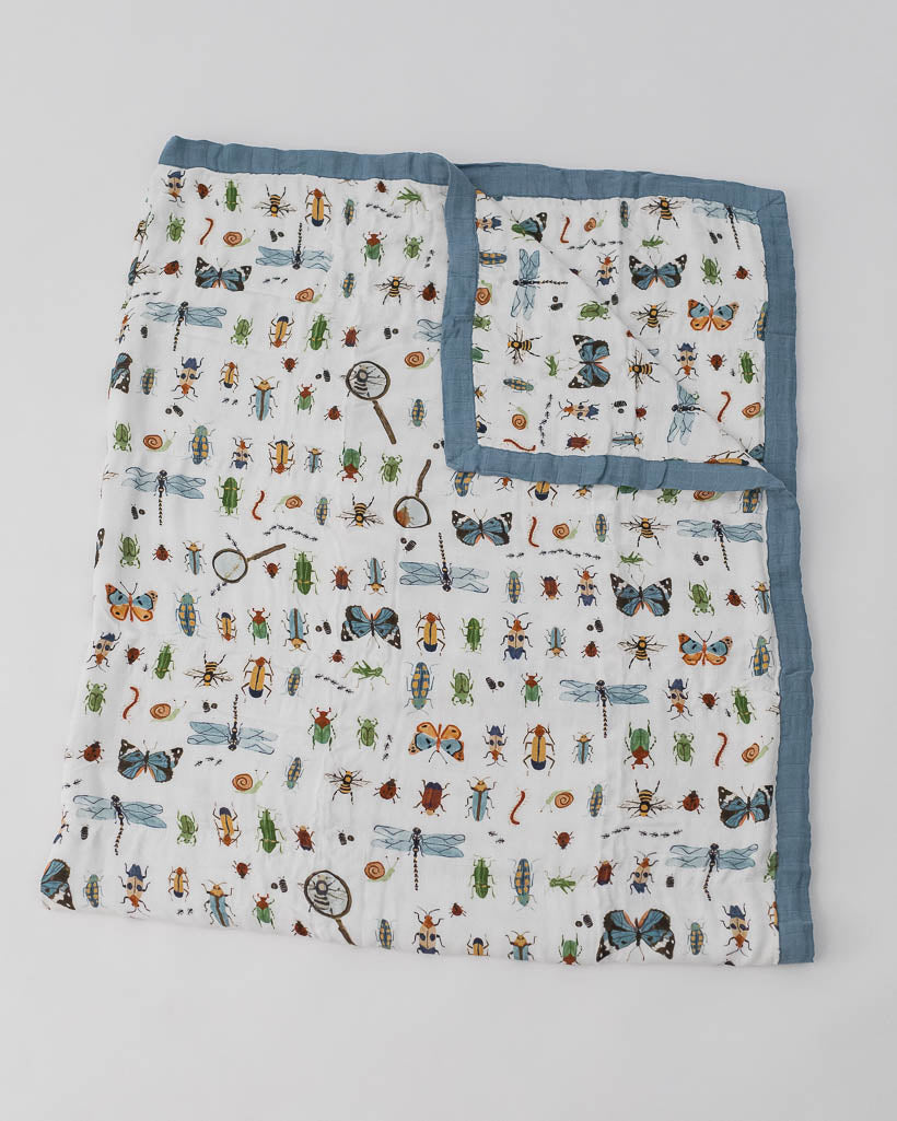 Deluxe Muslin Quilted Throw - Bugs