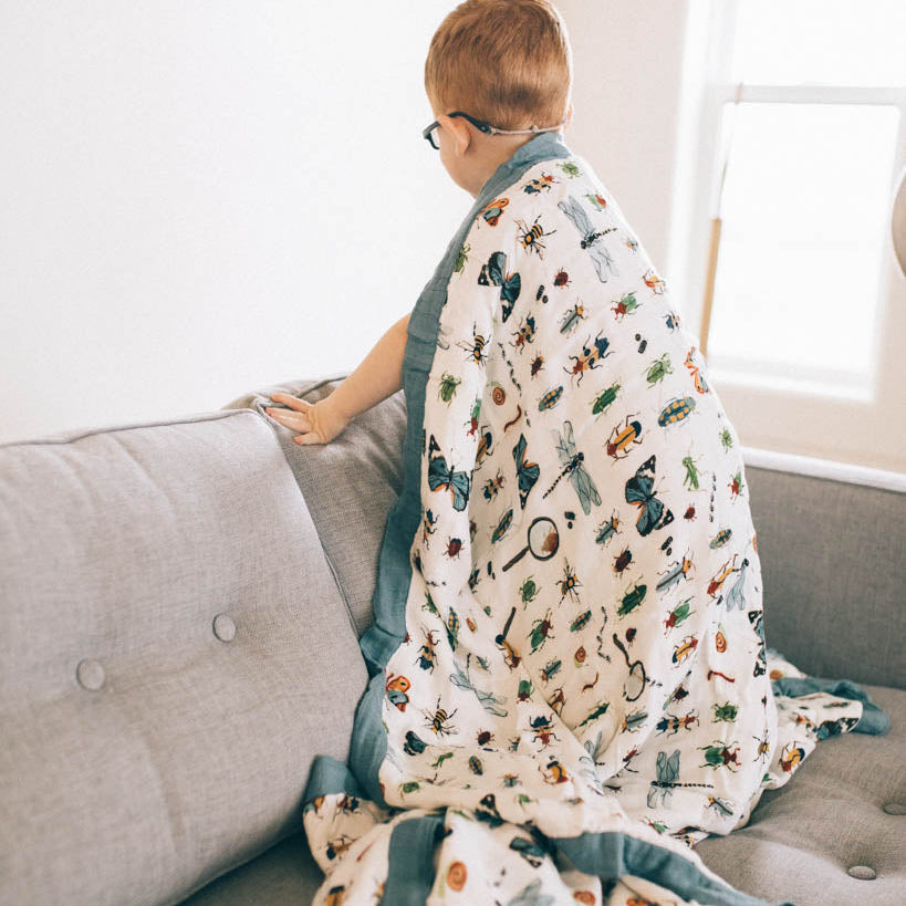 Deluxe Muslin Quilted Throw - Bugs
