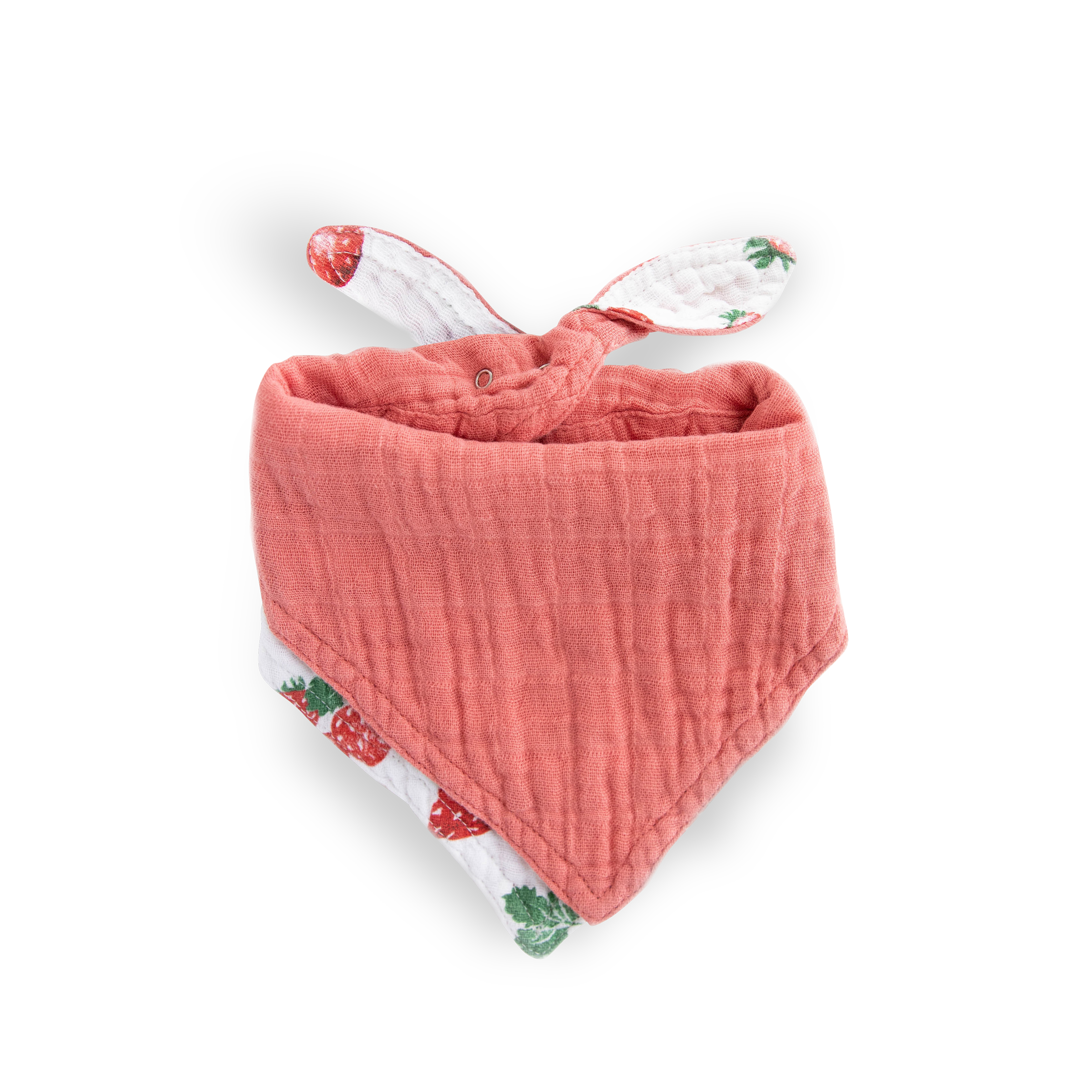 Cotton Muslin Reversible Bandana Bib - Strawberry Patch