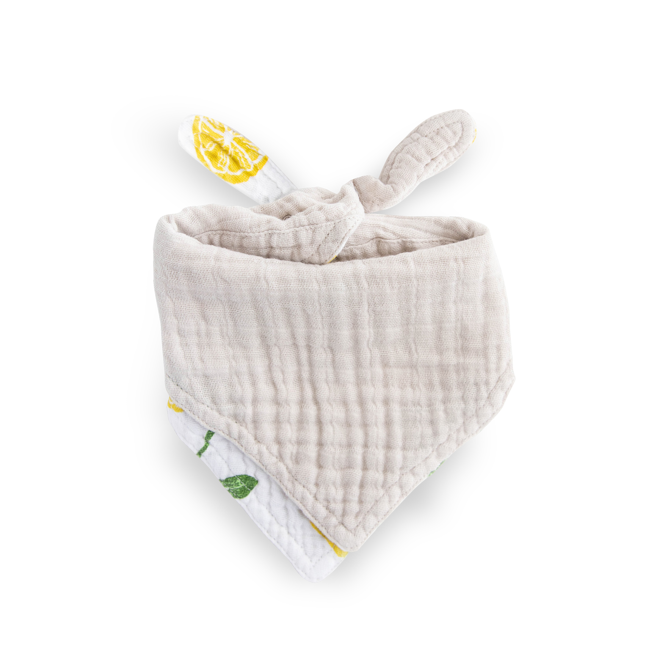 Cotton Muslin Reversible Bandana Bib - Lemon Drop